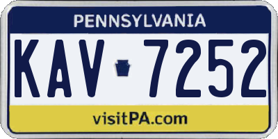 PA license plate KAV7252