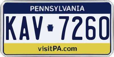 PA license plate KAV7260