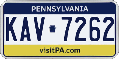 PA license plate KAV7262