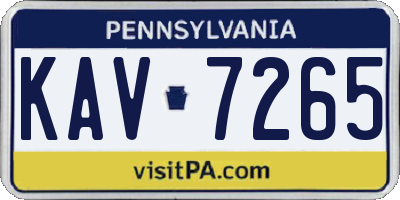 PA license plate KAV7265