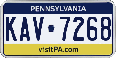PA license plate KAV7268