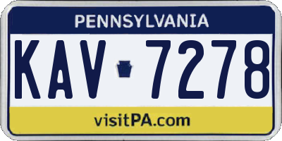 PA license plate KAV7278