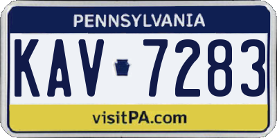 PA license plate KAV7283