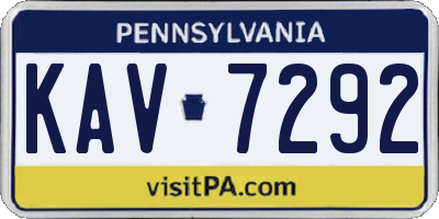 PA license plate KAV7292