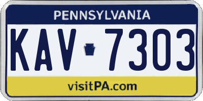 PA license plate KAV7303