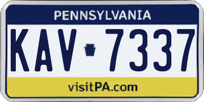 PA license plate KAV7337