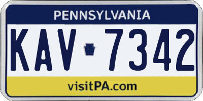 PA license plate KAV7342