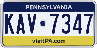 PA license plate KAV7347