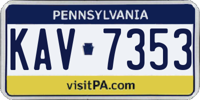 PA license plate KAV7353