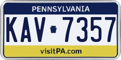 PA license plate KAV7357