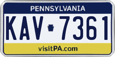 PA license plate KAV7361