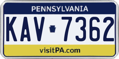 PA license plate KAV7362