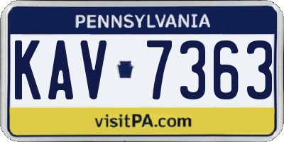 PA license plate KAV7363