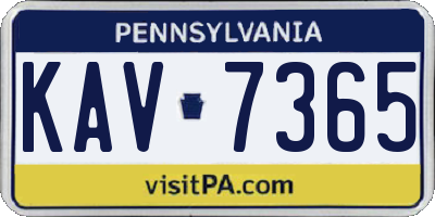 PA license plate KAV7365