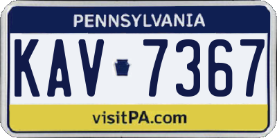 PA license plate KAV7367