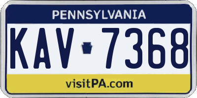 PA license plate KAV7368