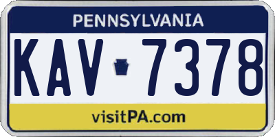 PA license plate KAV7378