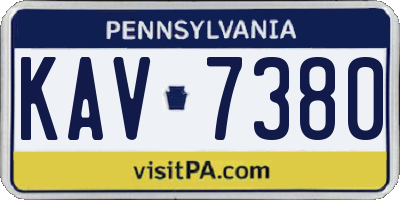 PA license plate KAV7380