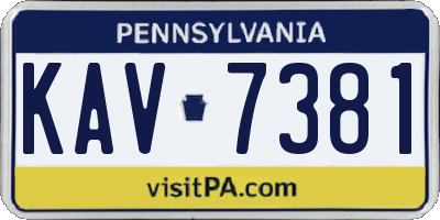 PA license plate KAV7381