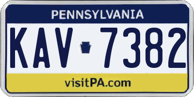 PA license plate KAV7382
