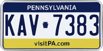 PA license plate KAV7383