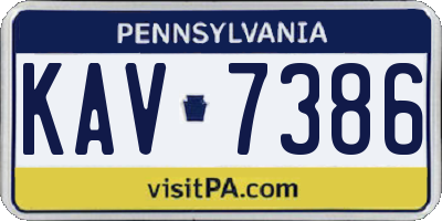PA license plate KAV7386
