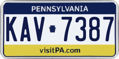 PA license plate KAV7387