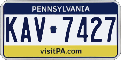 PA license plate KAV7427