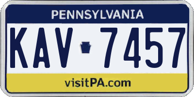 PA license plate KAV7457