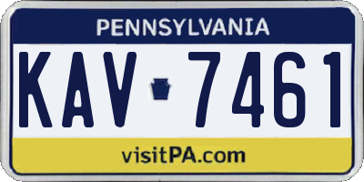 PA license plate KAV7461