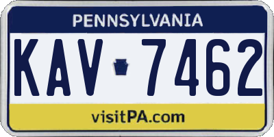 PA license plate KAV7462