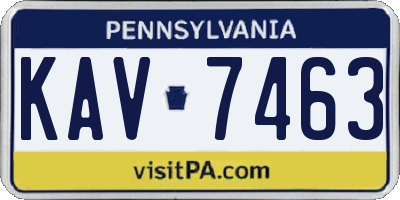 PA license plate KAV7463