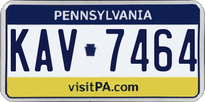 PA license plate KAV7464