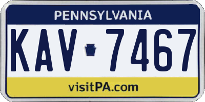 PA license plate KAV7467