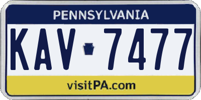 PA license plate KAV7477