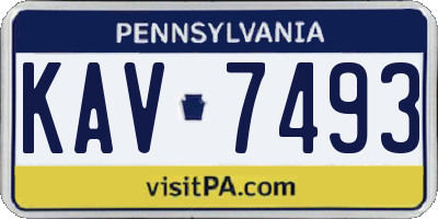PA license plate KAV7493