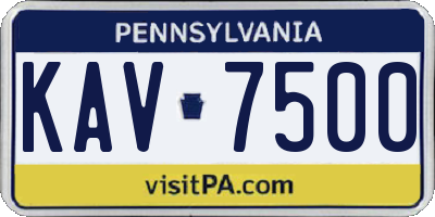 PA license plate KAV7500