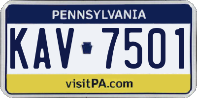PA license plate KAV7501