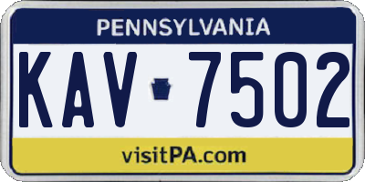 PA license plate KAV7502