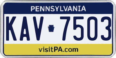 PA license plate KAV7503