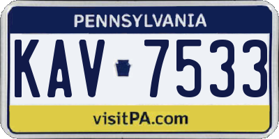 PA license plate KAV7533