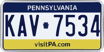 PA license plate KAV7534