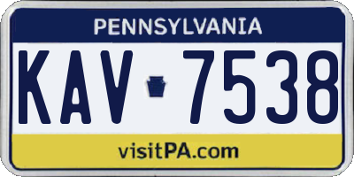 PA license plate KAV7538