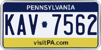 PA license plate KAV7562