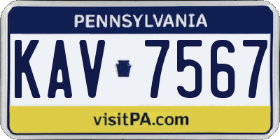 PA license plate KAV7567