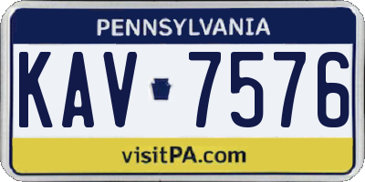 PA license plate KAV7576