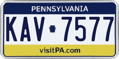 PA license plate KAV7577