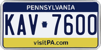 PA license plate KAV7600