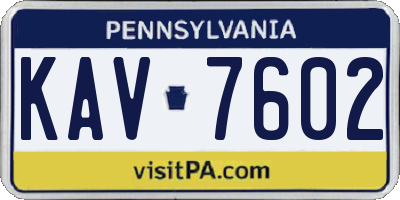 PA license plate KAV7602