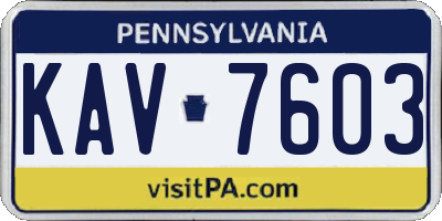 PA license plate KAV7603